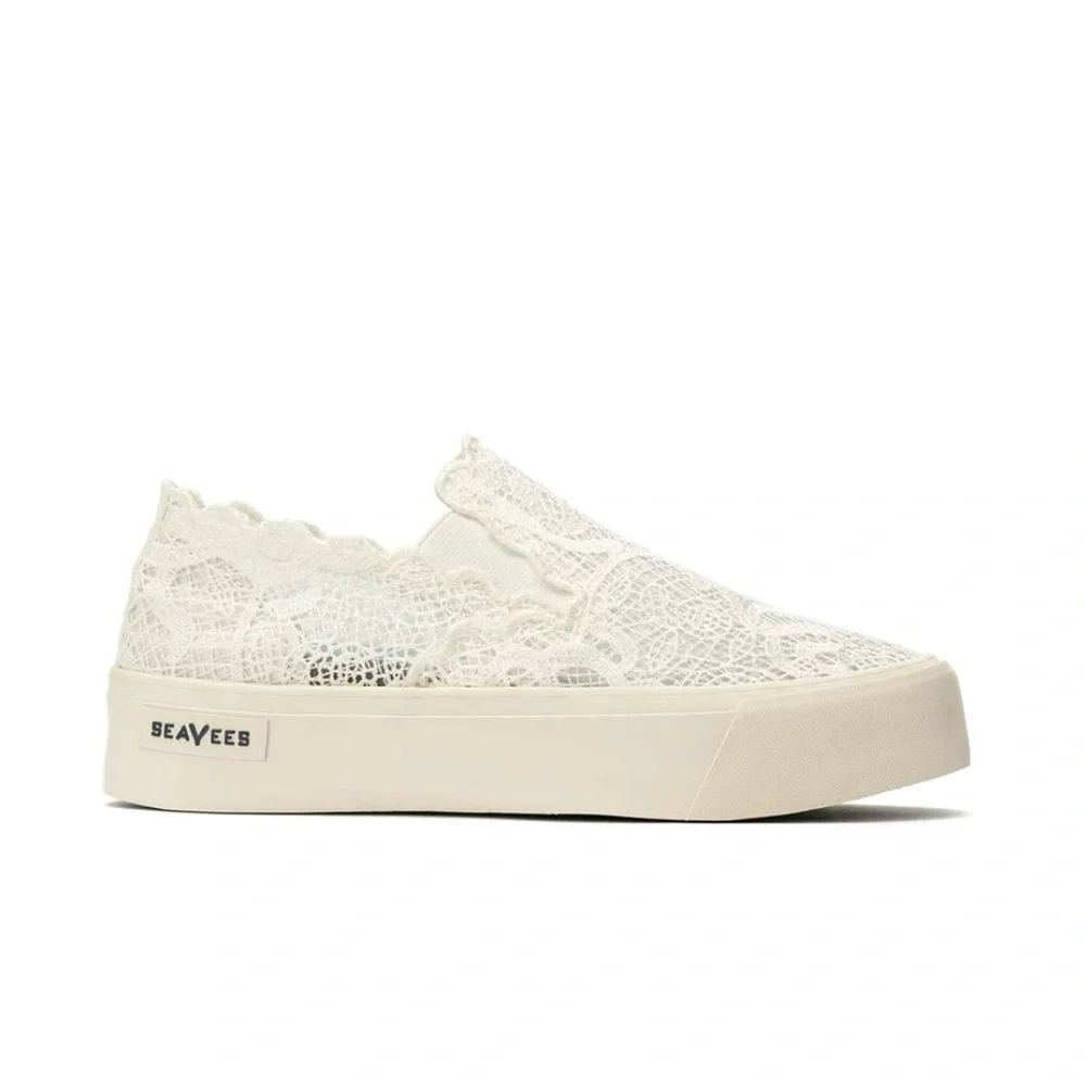 SeaVees Baja Platform Lace Slip on Sneakers Cream 8.5 - Picture 2 of 9